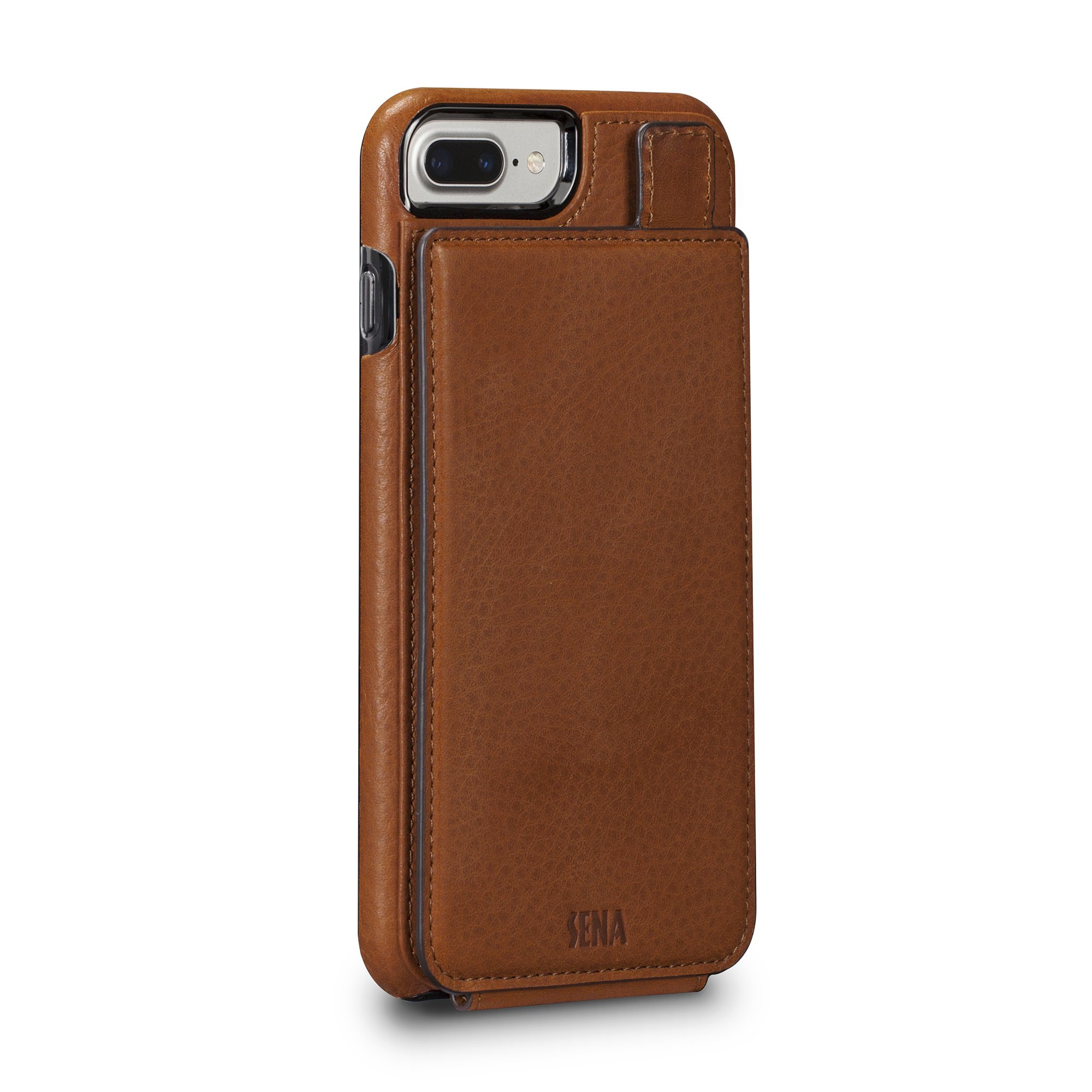 Sena Walletskin Durable Quality Leather Bifold Wallet Case for iPhone 6+ 7+ 8+ Plus - Tan