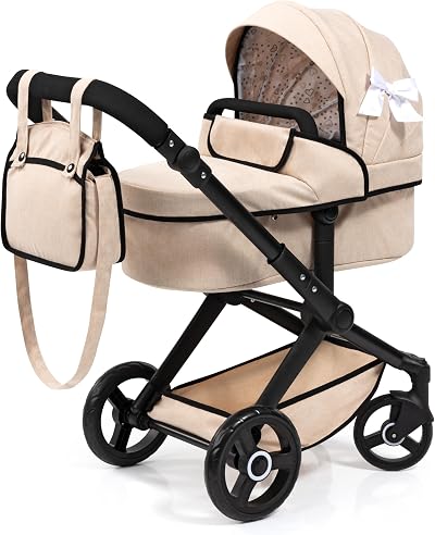 Bayer Design XEO Convertible Doll Pram 46cm Baby Doll Pushchair Beige