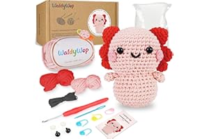 WaldyWop Crochet Kit for Beginners Kids, Wobbles Crochet Animal Kit, Complete Starter Knitting Set w/Step-by-Step Video Tutorials, Easy Yarn (Extra 40%), Hook - DIY Craft Kits, Gifts for Girls Teen