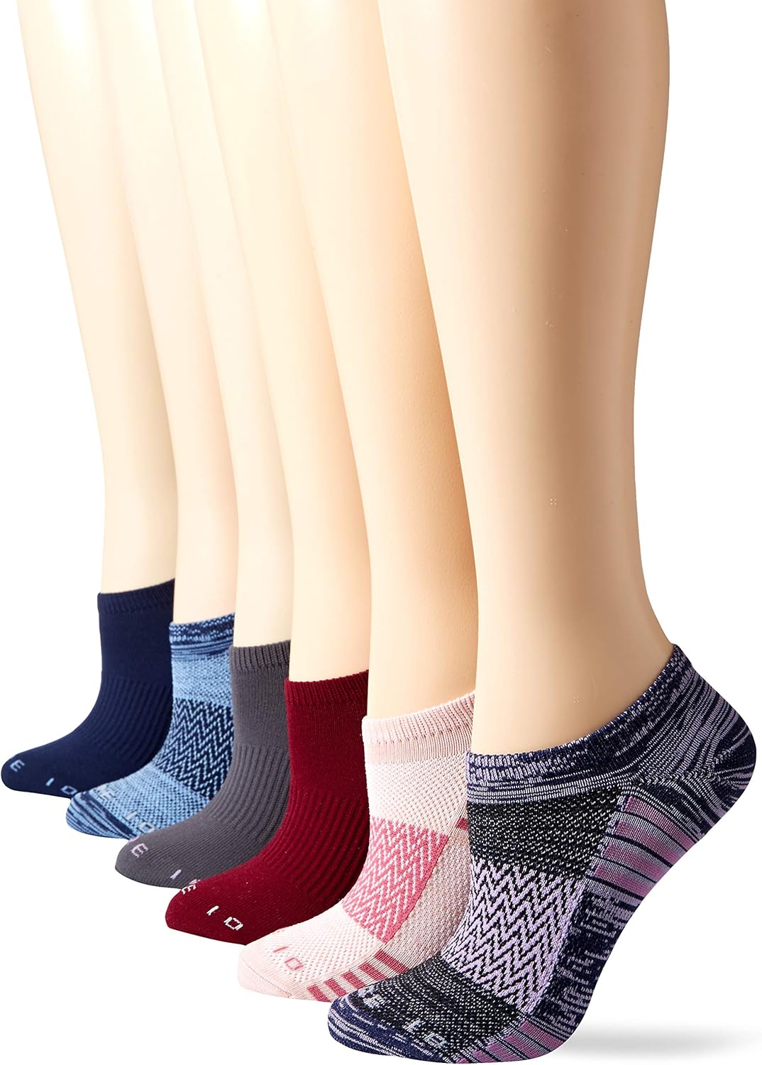  Brand - Core 10 Women's 6-Pack Performance Sport Athletic No Show Socks, Navy/Lavender/Wine, Shoe Size: 4-10: Clothing