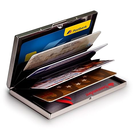 MyGadget Karten Etui Aluminium Geldbörse - RFID & NFC Schutz für 6 EC-Karten/Kreditkarten - Slim Wallet Card Holder für Damen