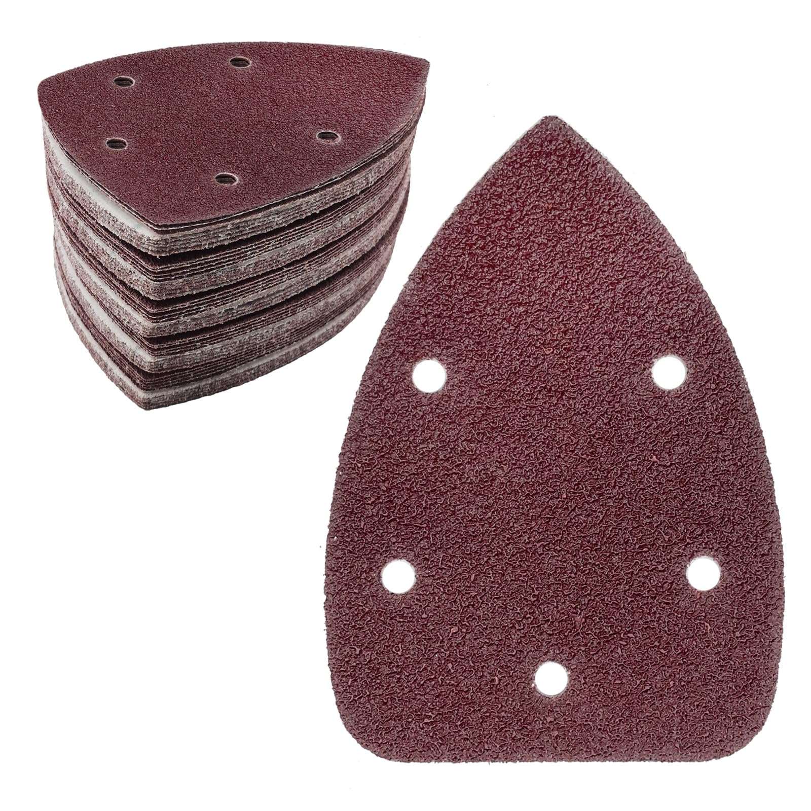 Pack of 50 Sandpaper Triangle Sanders, 5-Hole Sanding Pads Sandpaper Delta Sanders Sanding Sheets for Triangle Sanders 140 x 100 mm