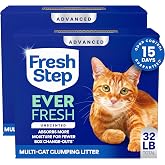 Fresh Step Advanced Ever Fresh Unscented Clumping Cat Litter, 16 lb., 2 Pk | Ultra Absorbent to Last Longer, Unscented, Lowest Dust Formula, Compatible with Most Auto Litter Boxes