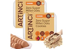 Artinci Oats Cookies Pack of 2 - Sugar-Free, Gluten-Free, High-Protein, Healthy Snack, Vegan-Friendly, Low-Glycemic, Fiber-Rich, Guilt-Free, Nutrient-Packed