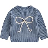 Aiwpstoin Baby Girl Knit Sweater Cute Bow Chunky Knitted Pullover Sweatshirt Toddler Girls Fall Winter Clothes