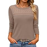 ANRABESS Women Lace Tops Long Sleeve Shirts Eyelet Dressy Casual Blouses 2026 Fall Business Work Outfits