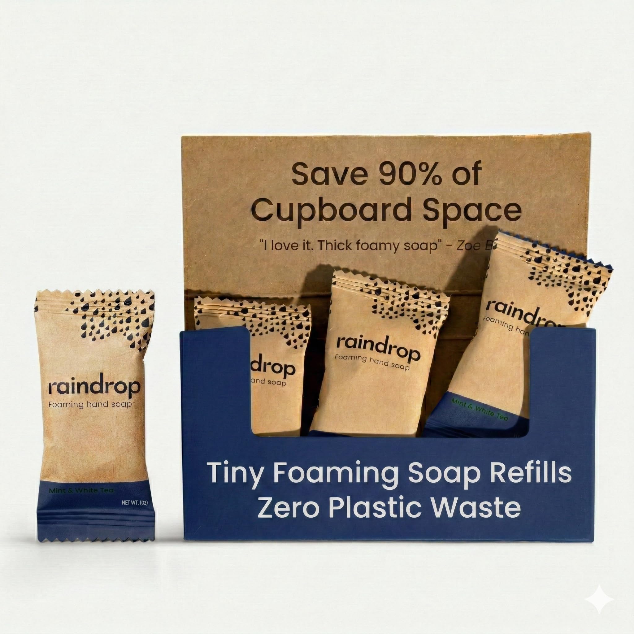 Raindrop Sustainable Hand Soap Refills, 12x Plastic-Free Foaming Hand Soap Refills (Mega Pack of Refills, Sweet Vanilla, Lavender, Lychee and Rose, Bergamot)