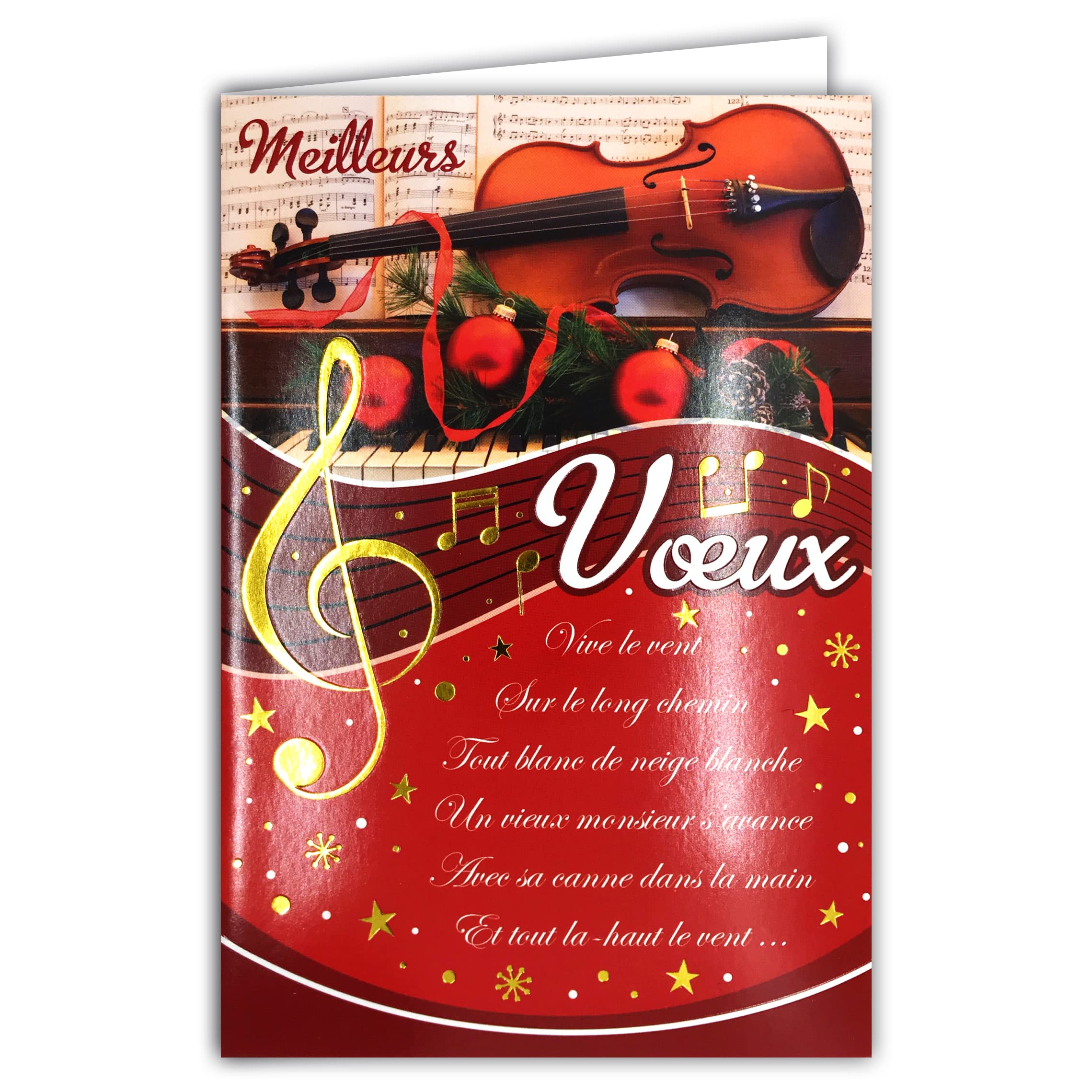 Set of 10 identical Happy Year Best Greeting Cards Comes with 10 Envelopes Sized 12 x 17.5 cm Winter Wishes Holiday Christmas New Year December January LOT10-61-4019-1 BA