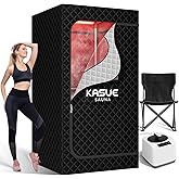 KASUE Portable Infrared Sauna, Steam Sauna with XL Steamer, 5-Layer Waterproof & Heat Insulation for Relaxation, Detoxification, Muscle Pain Relief Indoor & Outdoor(Obsidian Black)