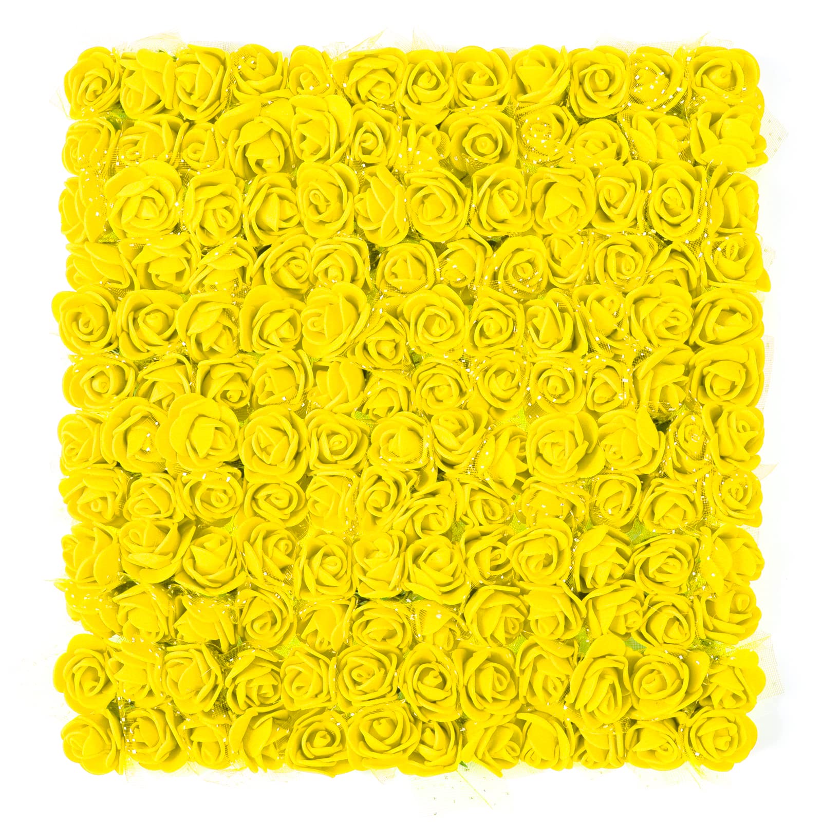 MWOOT Yellow Roses Artificial Flower Heads, 144Pcs Mini Foam Roses for Crafts, Small Fake Flowers for DIY Wedding Halloween Party Festival Valentine's Day Decoration, 2.5CM Faux Flower Heads