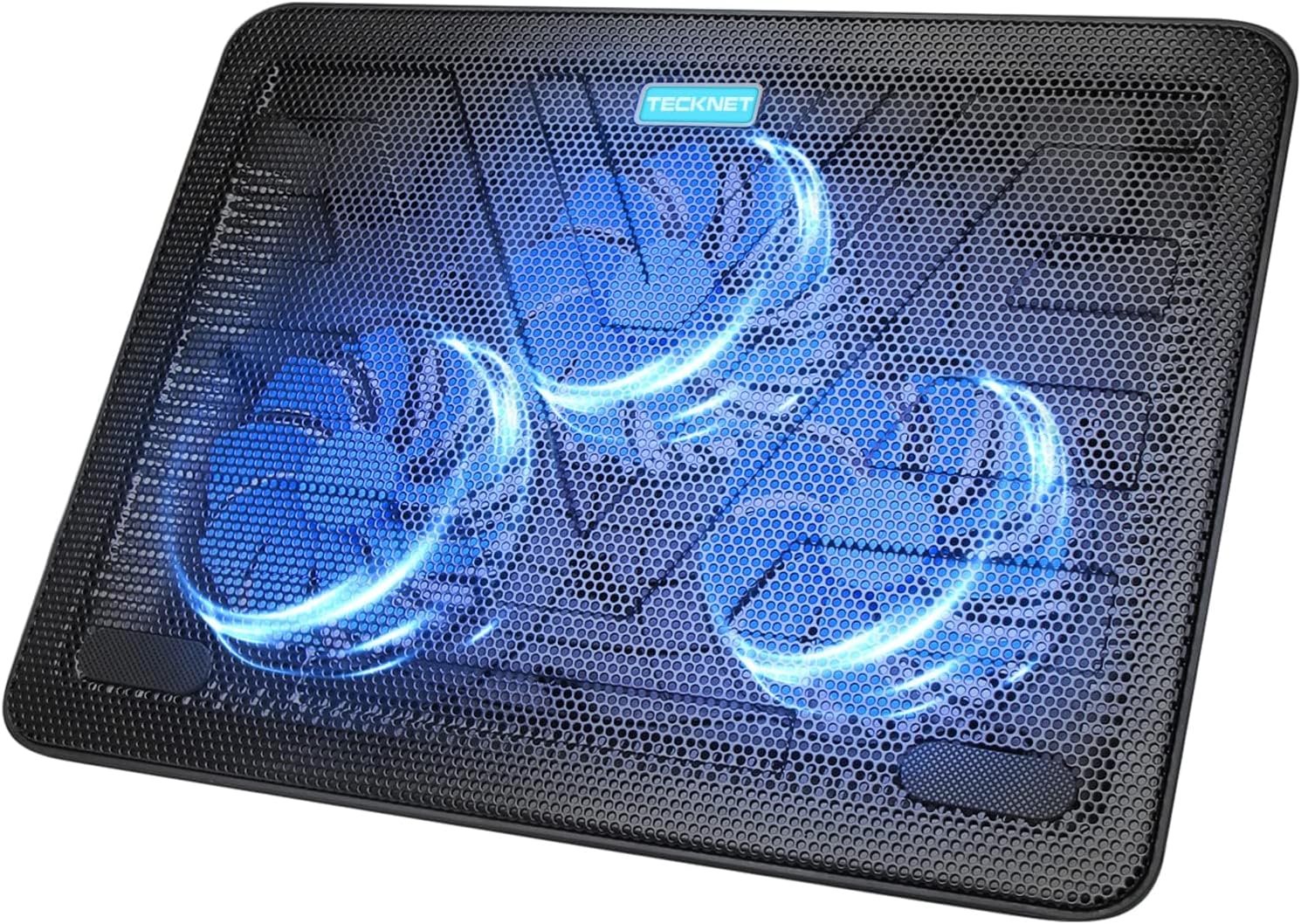 TECKNET Laptop Cooling Pad, Portable Slim Quiet USB Powered Laptop Notebook Cooler Cooling Pad Stand Chill Mat with 3 Blue LE