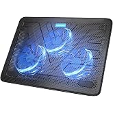 TECKNET Laptop Cooling Pad, Portable Slim Laptop Cooler for 12"-17" Laptops | 60% High-Efficiency Cooling, Whisper-Quiet Design, Dual USB Ports, LED Working Indicator, Alloy Material Mesh
