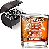 70th Birthday Gifts for Men Vintage 1955 Cool 70th Birthday Whiskey Glass Set for Whiskey Lovers 70 Year Old Birthday Decorations for Him Funny 70 Bday Gifts Idea for Man Turning 70