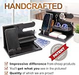Teslyar Wood Phone Docking Station Ash Desk Organizer Black - Nightstand Wallet view 9