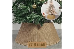 FOCMOT Large Christmas Tree Collar - 27.6" Tree Stand Base Cover，Rustic Handcrafted Tree Ring Woven Tree Skirt，Christmas Tree Skirt for Artificial Christmas Trees Decoration Home Decor(11.8 ” H and 27.6 ” W)