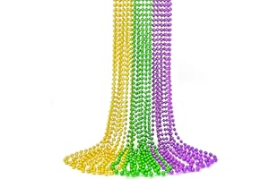 HAIYUJI 12 PCS Mardi Gras Beads Party Favors Packs, Purple Gold Green Party Necklace Supplies Parade Party Decorations Kid Toys Bulk Decor for Mardi Gras Birthday Baby Shower Pirate Christmas Bridal Carnival