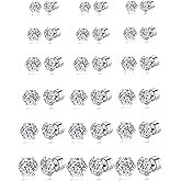 Ofeiyaa 18 Pairs Magnetic Stud Earrings for Women Men Clip on No Piercing Magnet CZ Earrings Set Fake Earring Studs Jewelry 4-9MM