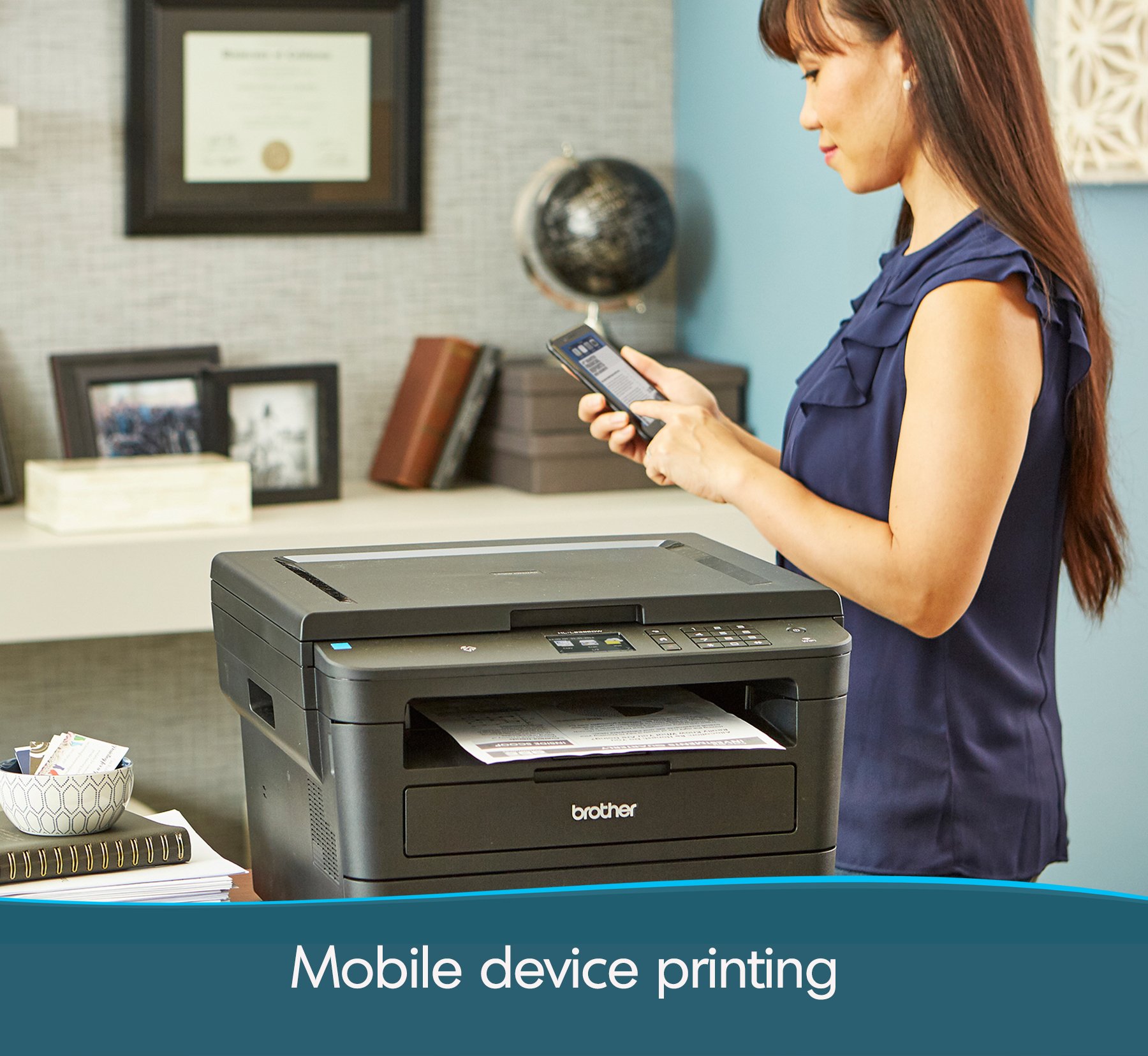 Brother Compact Monochrome Laser Printer, HLL2395DW, Flatbed Copy Scan