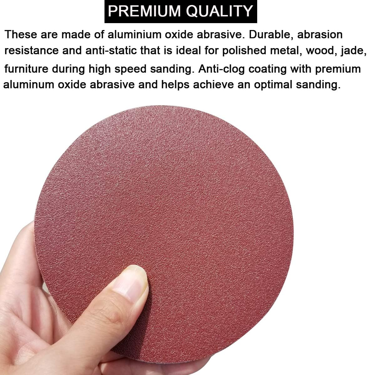 Sackorange 60 PCS 5-Inch NO-Hole PSA Aluminum Oxide Sanding Disc, Self Stick(10 Each of 80 100 120 180 240 400)(5 inch) - - 