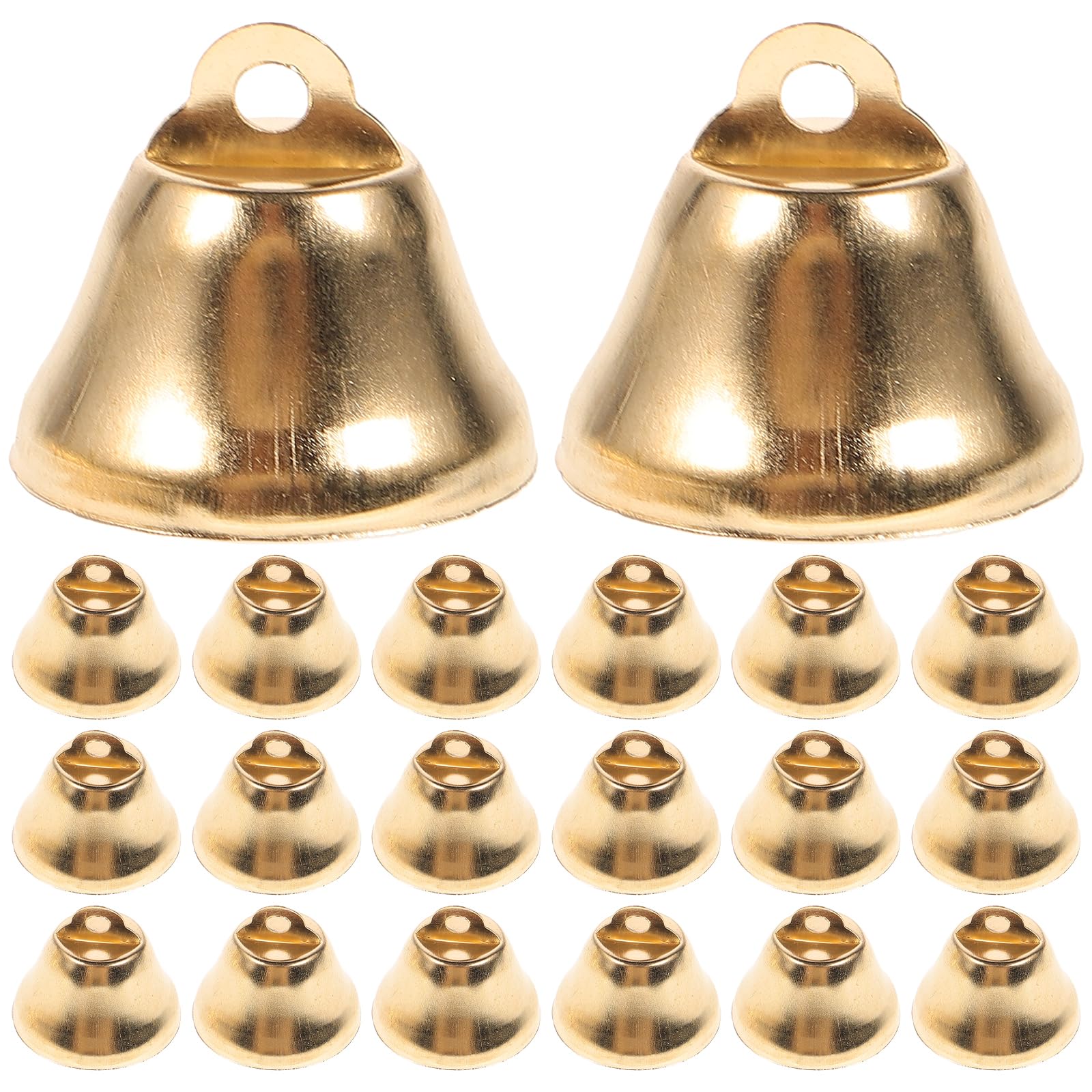 VALICLUD 100pcs Gold Liberty Bells Christmas Jingle Bells Mini Craft Vintage Brass for Christmas Wind Chimes Making (Diameter 25mm)