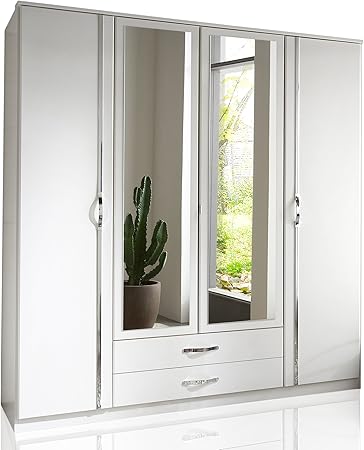 Wimex 78453 Kleiderschrank Drehturenschrank Duo 4 Turen 2 Schubladen 2 Spiegel B H T 180 X 198 X 58 Cm Weiss Amazon De Kuche Haushalt