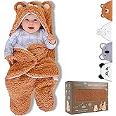 Baby Swaddle Blanket Bear 0-6 Months Cute Organic Ultra Soft Plush NewBorn Baby Essentials Must Have Infants Girls Boys Gender Neutral Stuff, Registry Gift Receiving Swaddling Wrap Clothes Shower Gift