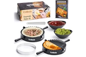 Tortillada – Large Empanada Maker Mold Kit (15.5 cm) / Set of 7 Pieces incl. Recipe Book, Ceramic Dip Bowls, Cookie Cutter, K