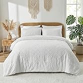 Nesker Queen Comforter Set - 7 Pcs Whilt Comforters Tufted Boho Bedding Sets, Soft Cozy Chic Bed in a Bag, Vintage Shabby Bed Set All Season with Comforter, Fitted Sheet, Flat Sheet & Pillowcases