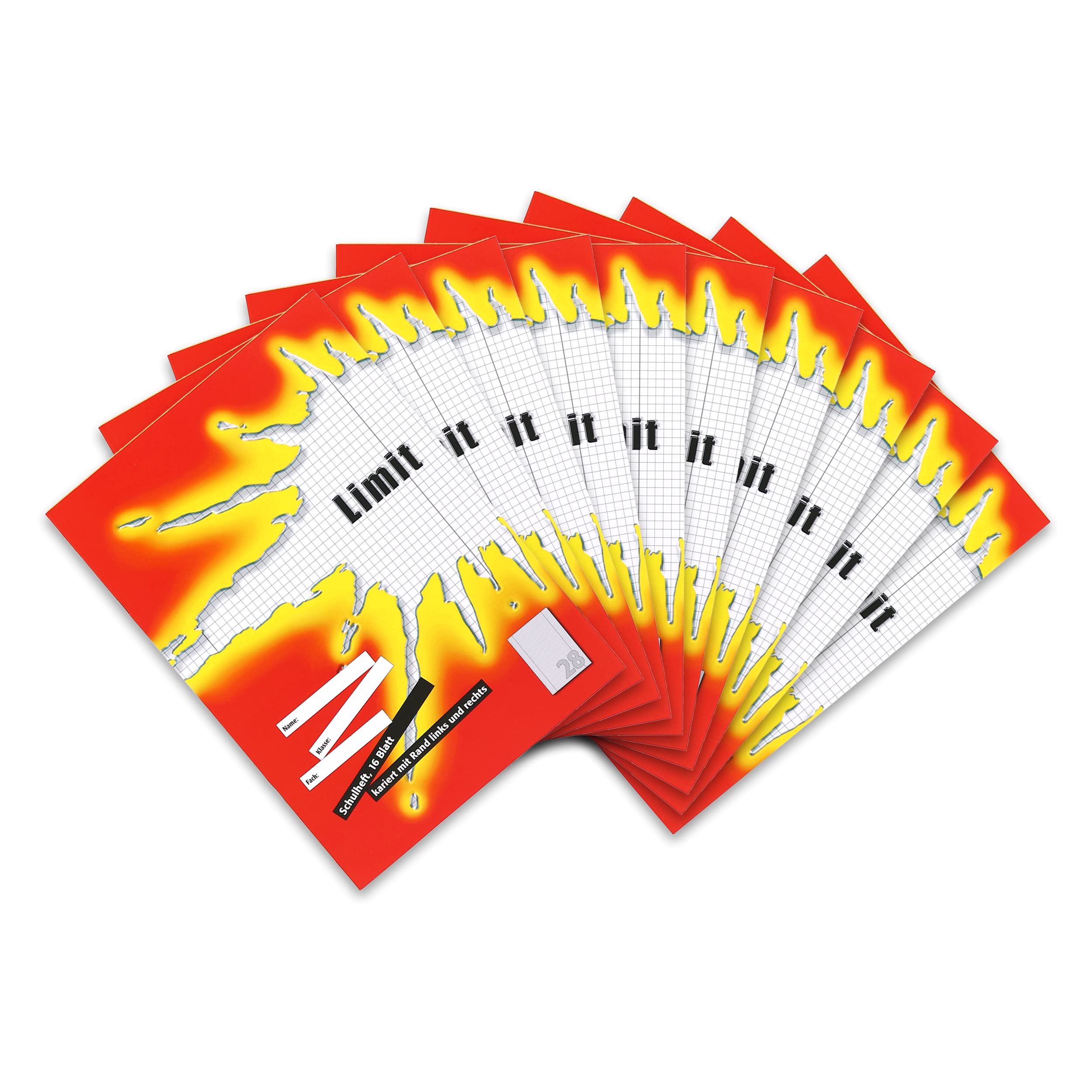 Limit Exercise Book A4 16 Sheets 28 Ruling Squared with Margin Red Pack of 10