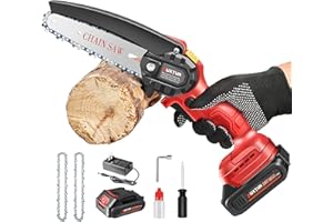 AUXTUR Mini Chainsaw 6 Inch Cordless Mini Electric Chainsaw,20V Ego Battery Operated Handheld Chain Saw,Top Hand Battery Motor Powered Chainsaws for Tree Trimming,Courtyard