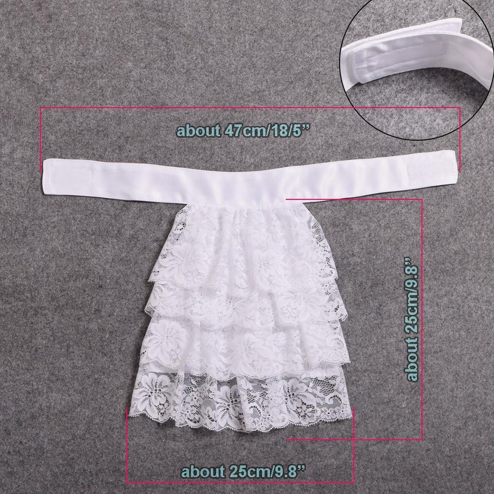 BLESSUME Lace White Jabot Cuffs, L, Big White Jabot Cuffs Set - Image 4