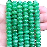 Songxi 5x8mm Natural Green Colored Jade Stone Rondelle Beads, 75PCS Spacer Round Loose Abacus Beads for Jewelry Making, Gemstone for Bracelet Necklace Earrings, Arts and Crafts