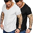 COOFANDY Mens 2 Pack Muscle V Neck T Shirt Fitted Gym Workout Short Sleeve Bodybuilding Tee