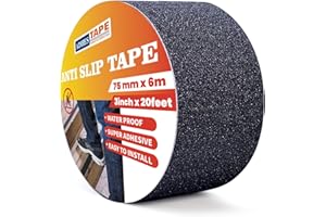 ADHES TAPE PURSUIT OF PERFECTION ADHES Anti Slip Tape, 3 inch x 20 feet Non Skid Tape, Best 80 Grit Friction Tape Waterproof Non Slip Tape Traction Tape Black Grip Tape for Stairs, Steps and Ramps, Indoor & Outdoor Use