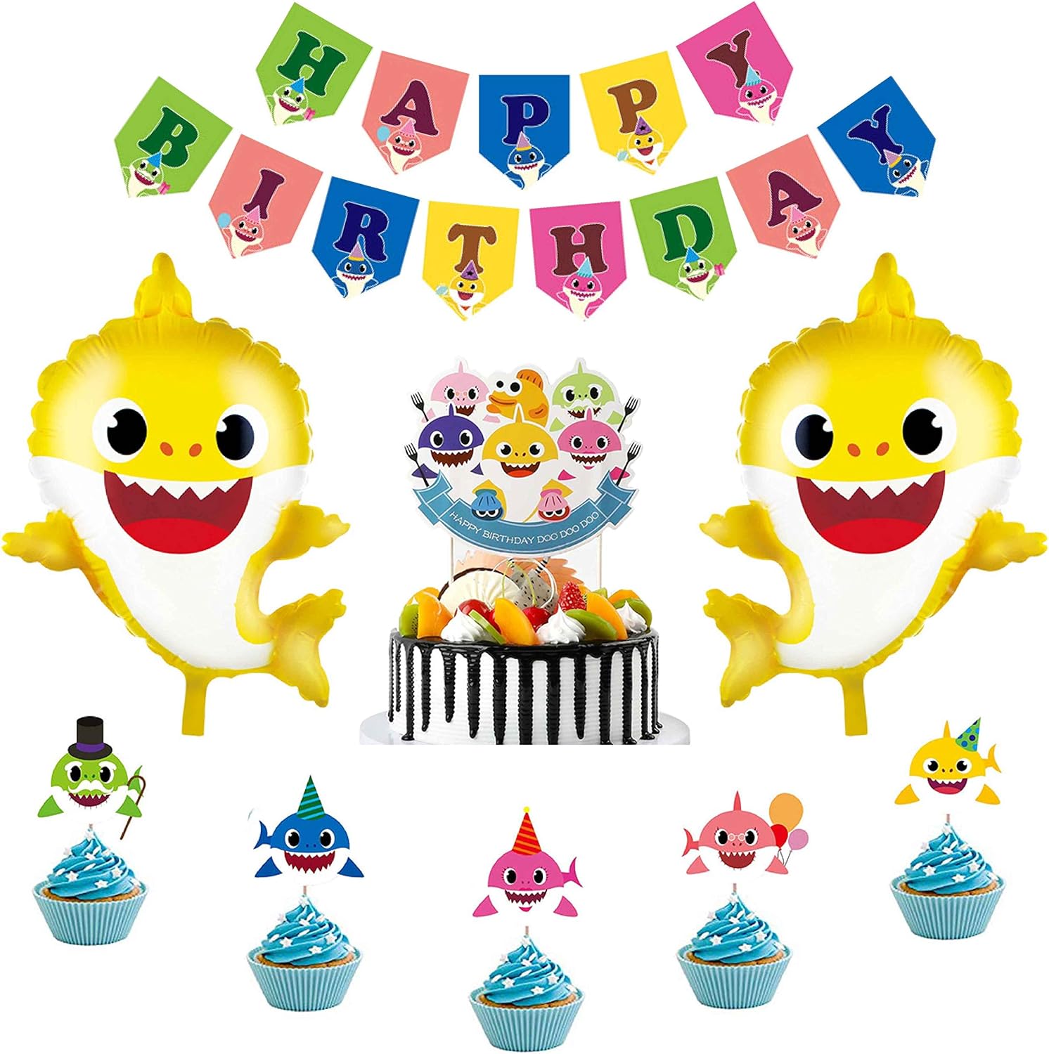 Amazon Com Baby Shark Party Supplies Pack Includes 1 Big Cake