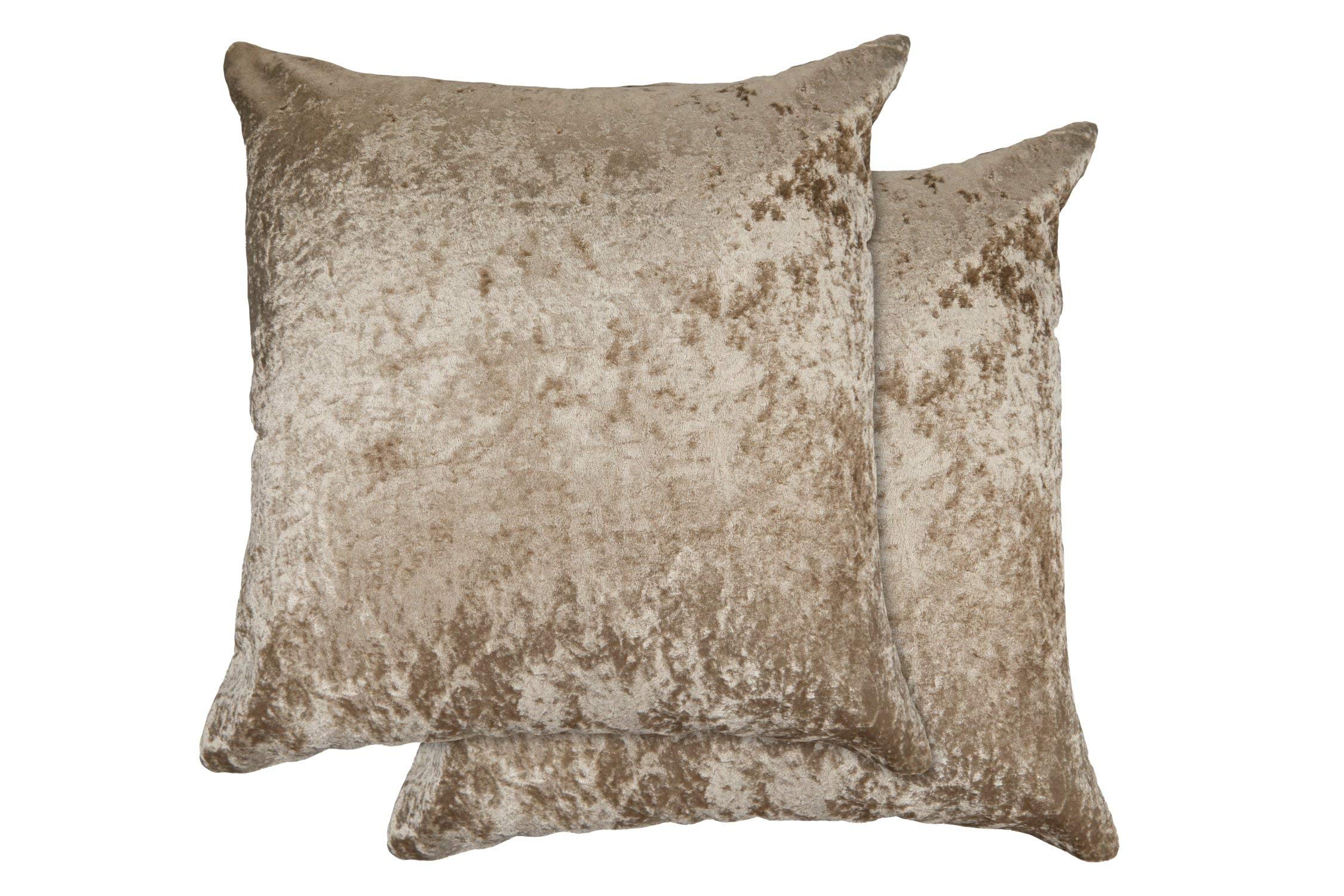 Lex's Linens Set of 2 Crushed Velvet Cushion Covers (Mink) — image 1