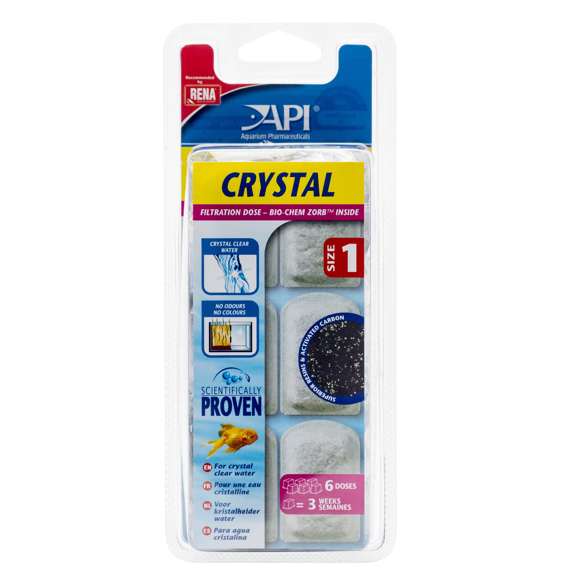 API CRYSTAL Aquarium Filtration Media Cartridges for Superclean 40 Internal Filter, Size 1, Pack of 6