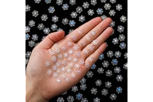 Knitgrip 150 Pcs Mini Snowflake for Craft 0.35 Inch Small Resin Xmas Embellishment Tiny Snowflake Ornaments Little Craft Pieces for Christmas Winter Party DIY Decor(Silver, White, Blue)