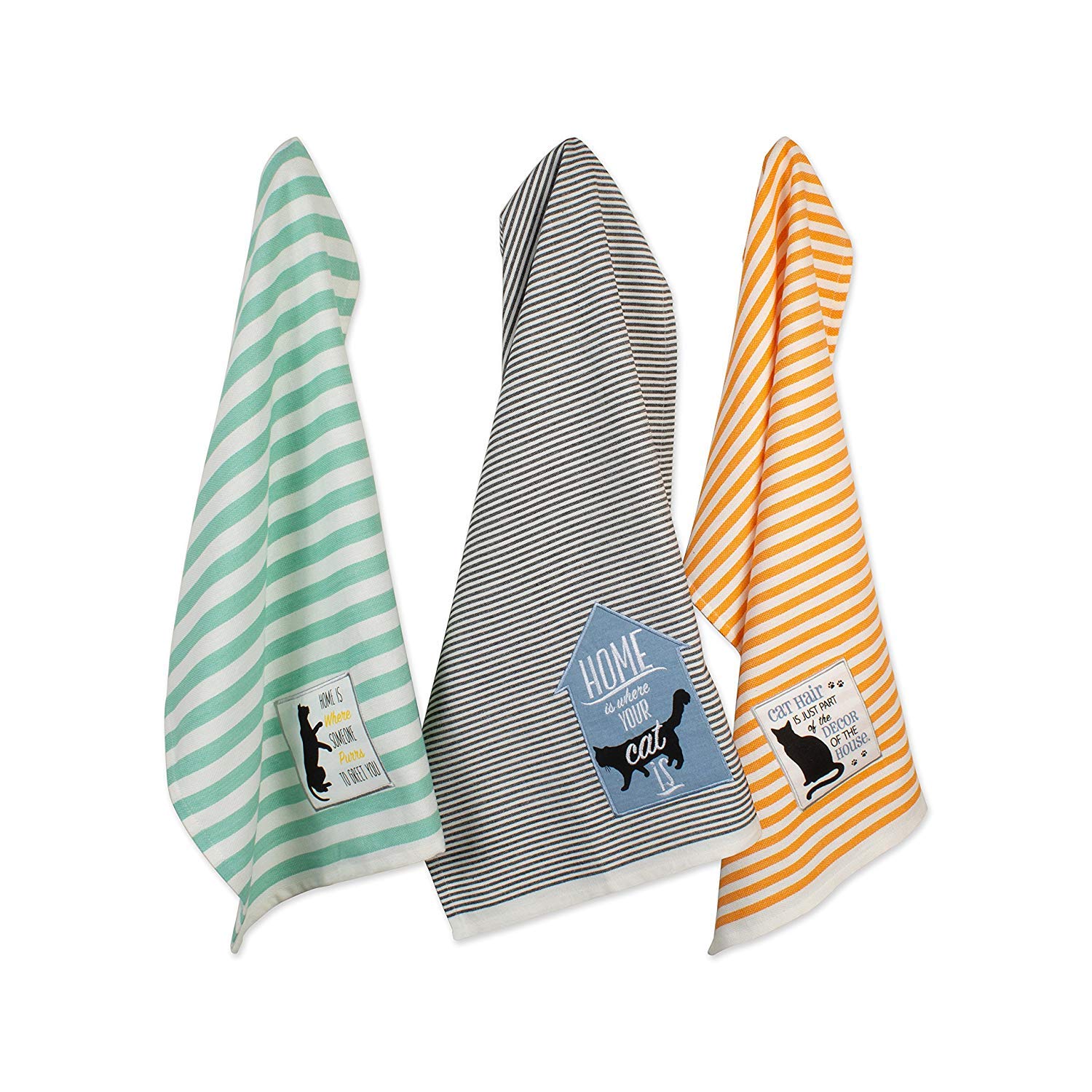 DII Absorbent Dishtowel Set, Cotton, Cat's Meow, 18x28