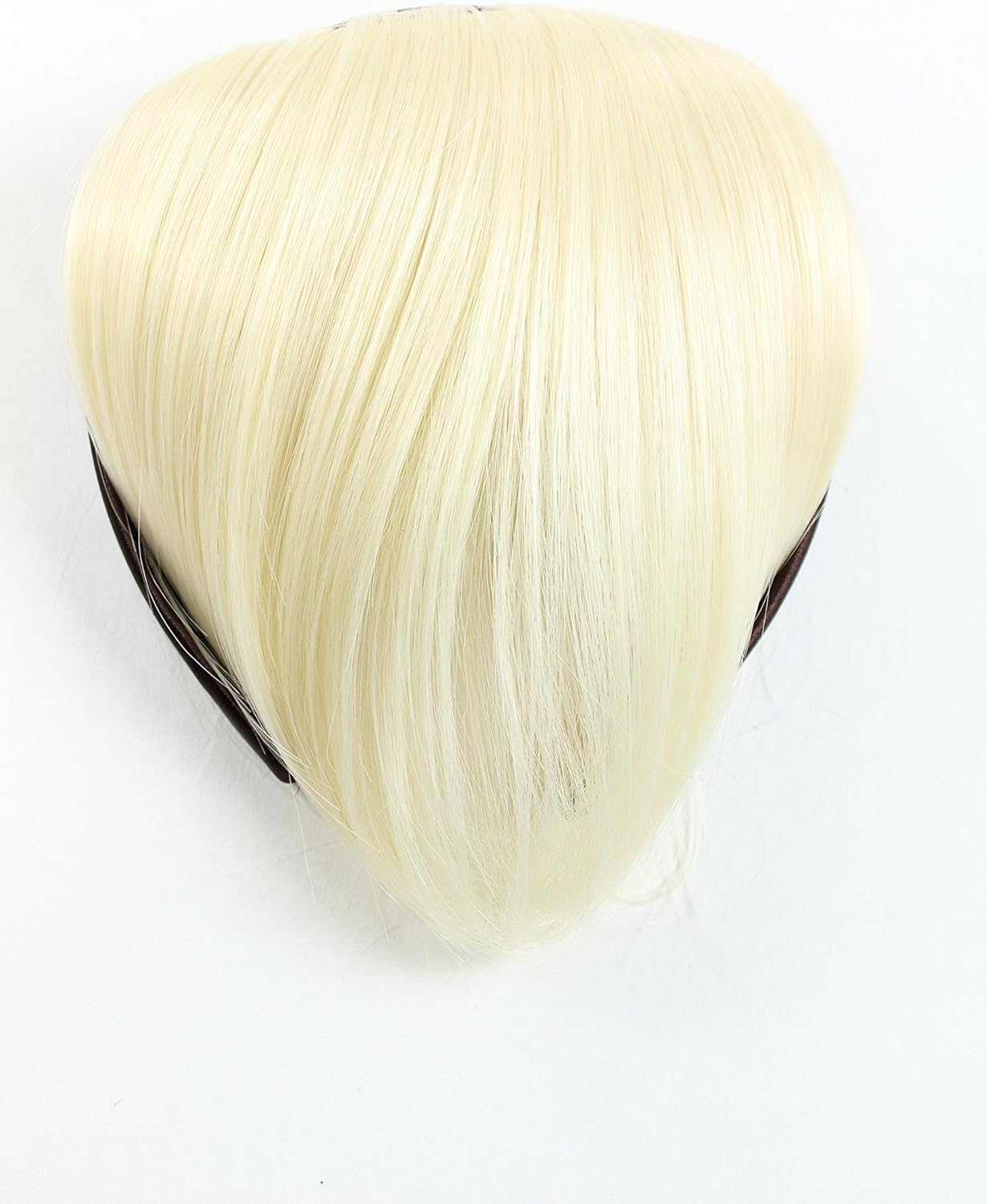Hair Piece Clip in Bangs Fringe with hair circlet synthetic fiber bright blond platinum HA073T-613, platinum blonde (613) - Image 3
