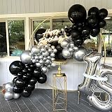 Isndare Black Silver Confetti Balloons 12in 35 Pcs Latex Helium Party Set view 8
