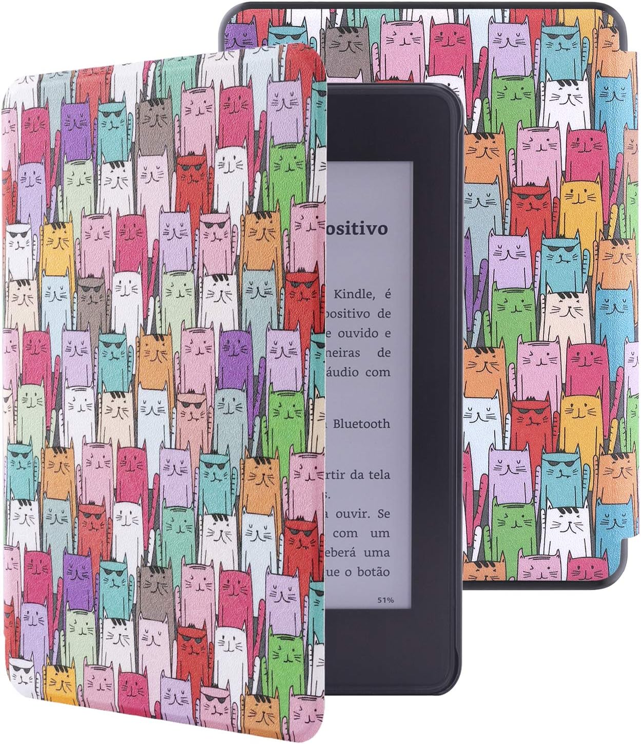 Vimorco Kindle Paperwhite Case 2018 Release for 10th Generation, Premium Lightweight Pu Leather with Auto Sleep/Wake for Amazon Kindle Paperwhite E-Reader, Colorful Cat