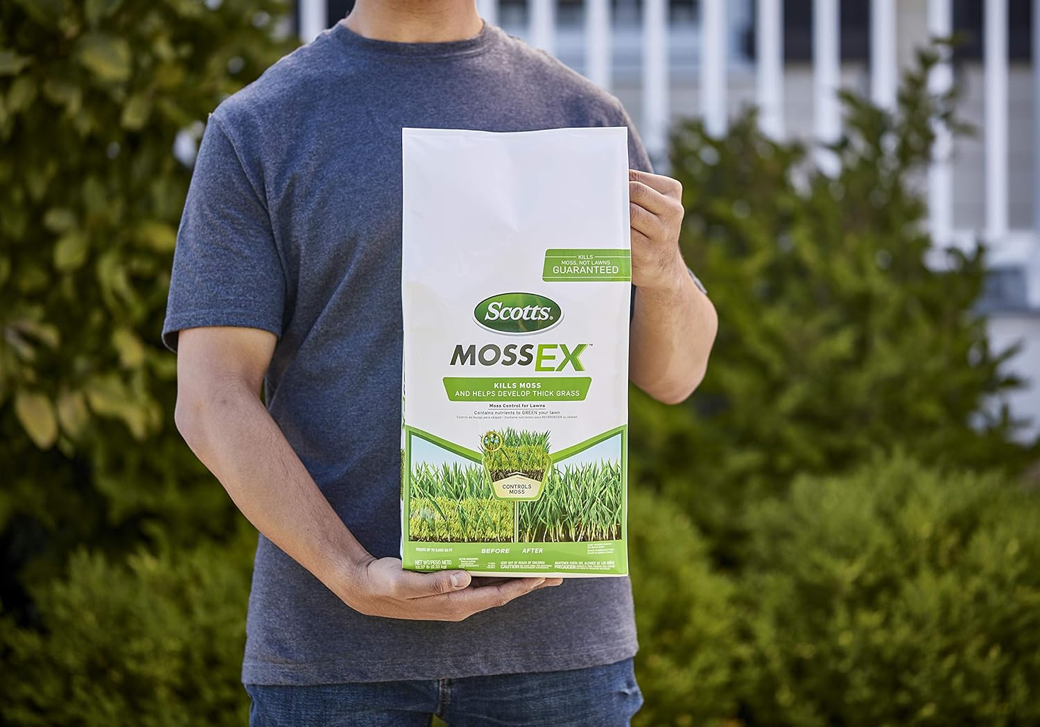 Scotts MossEx - Kills Moss but Not Lawns, Contains Nutrients to Green The Lawn, Moss Control for Lawns, Helps Develop Thick Grass, Treats up to 5, 000 sq. ft, 18.37 lbs. : Garden & Outdoor