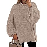 PRETTYGARDEN Women's 2026 Fall Oversized Sweaters Chunky Knit Mock Neck Long Sleeve Casual Trendy Pullover Winter Clothes
