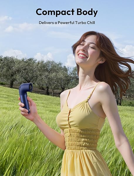 AECOOLY PORTABLE HANDHELD FAN, POWERFUL TURBO AIR TUBE FAN, 19000 RPM HIGH SPEED AERO PRO, 15H MAX COOLING TIME, 6 SPEEDS ALUMINUM CASE, MINI POCKET DESIGN, FOR TRAVEL BEACH OUTDOOR ACTIVITIES -BLUE