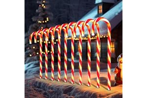 WeGuard 10PK Christmas Candy Cane Pathway Lights Outdoor Decorations 21" 8 Lighting Modes Flashing Waterproof Outdoor Lighted Christmas Decor for Garden Yard (Red)