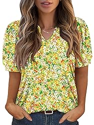 KISSMODA Women's Tunic Tops Casual V Neck Short