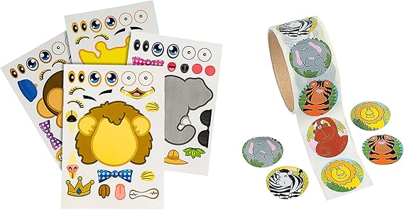 Amazon.com: 124 Pack Animal Stickers For Kids: 24 Make A Zoo Sticker