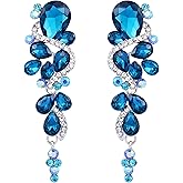 BriLove Women's Bohemian Boho Crystal Wedding Bridal Multiple Teardrop Chandelier Long Dangle Earrings