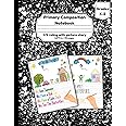 Primary Composition Notebook 1/2 ruling with picture story: Black Primary Writing Journal Grades K-2 with Drawing Space and Dotted midline| ... Draw and Write Journal 8.5 x 11 in|110pages.